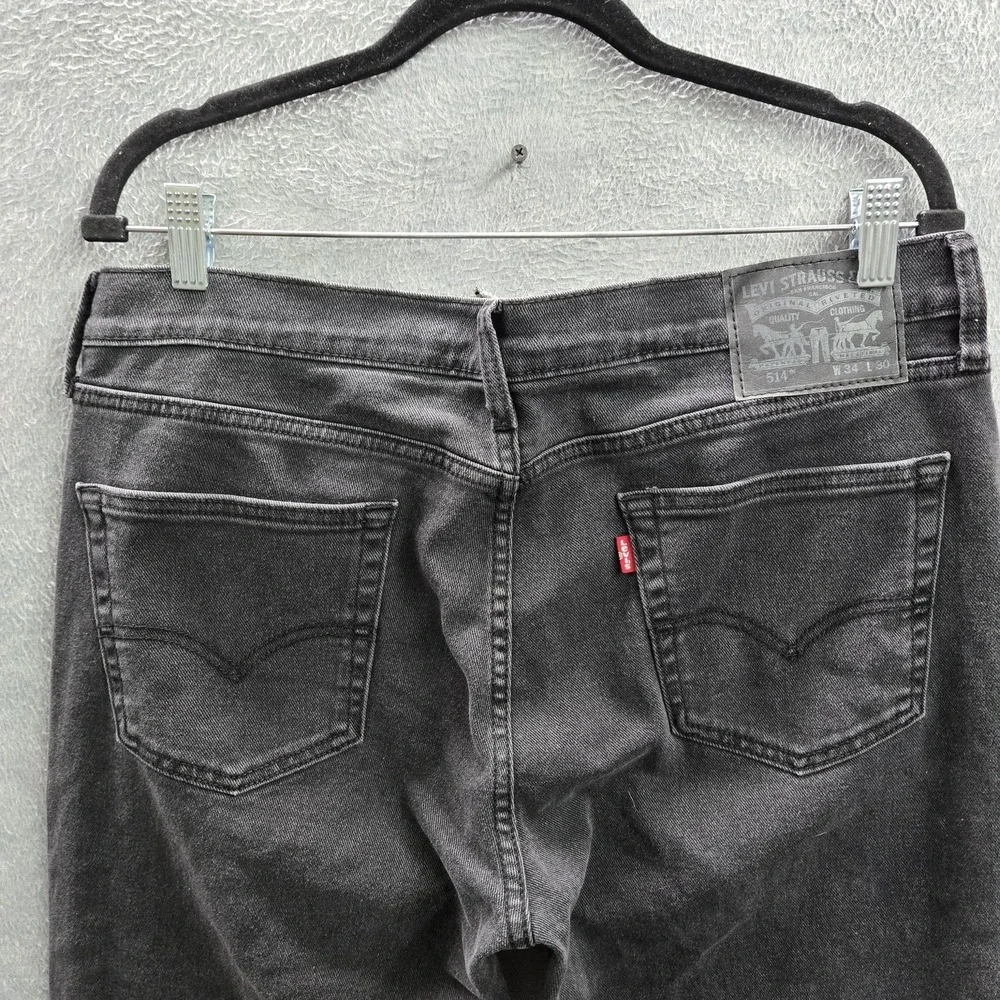Levi's 514 Men Jeans 34X30 Black Denim‎ Straight Fit 29